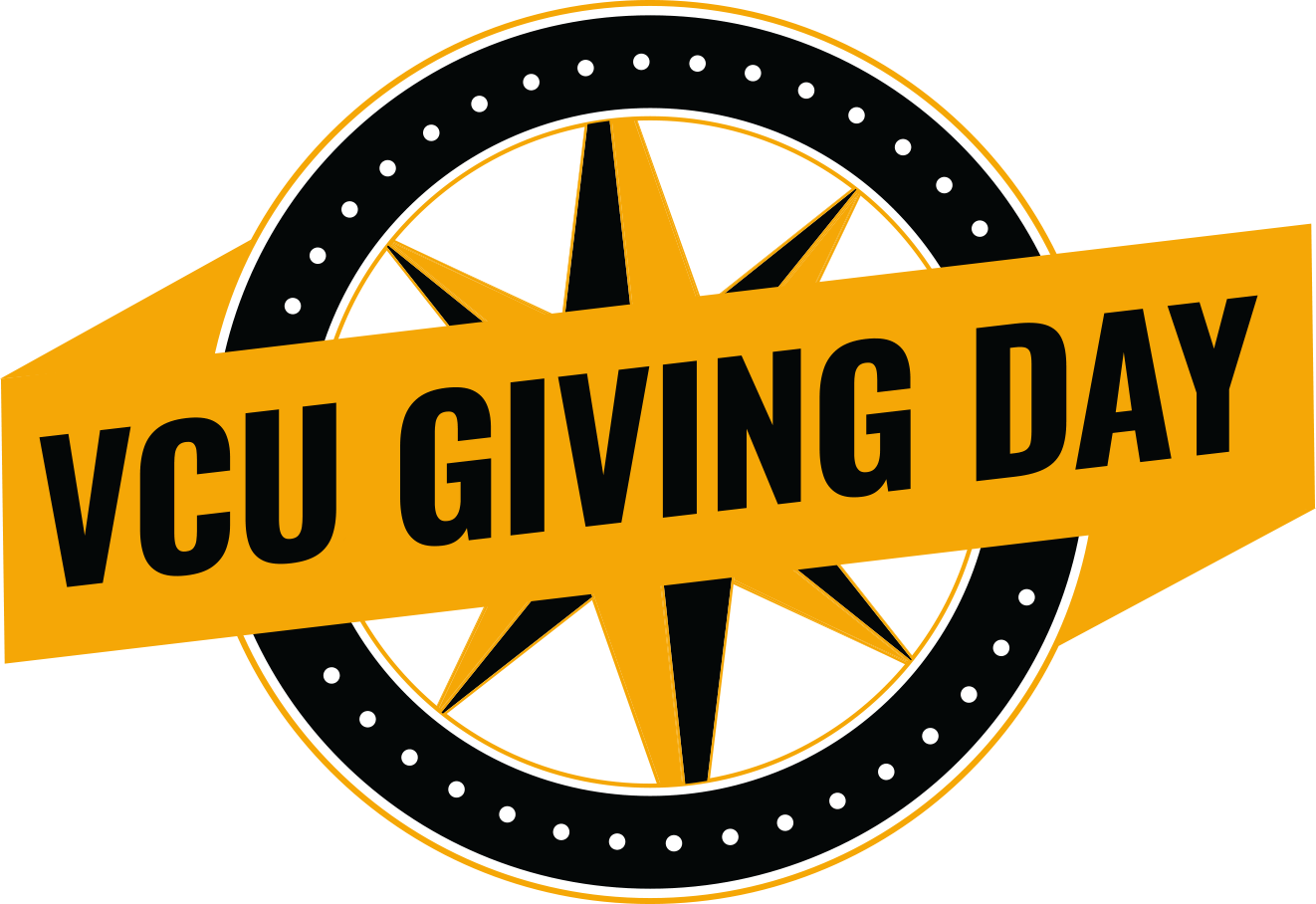 Giving Day logo with VCU Giving Day banner overlaid on a compass shape
