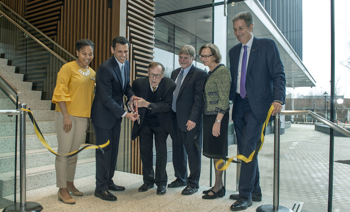 Photo of ribbon cutting for the new CHP building