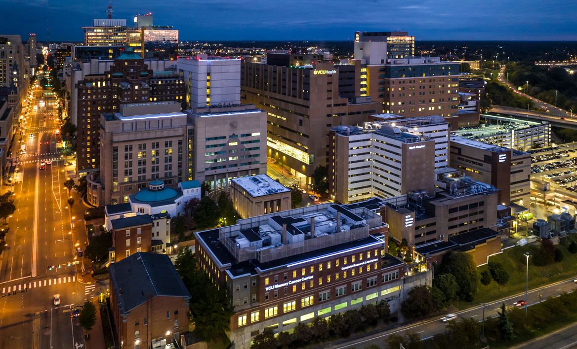 VCU's MCV Campus in the evening